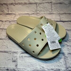 Crocs Classic Comfort Slides Unisex M10/W12 Bone Beige Lightweight Waterproof